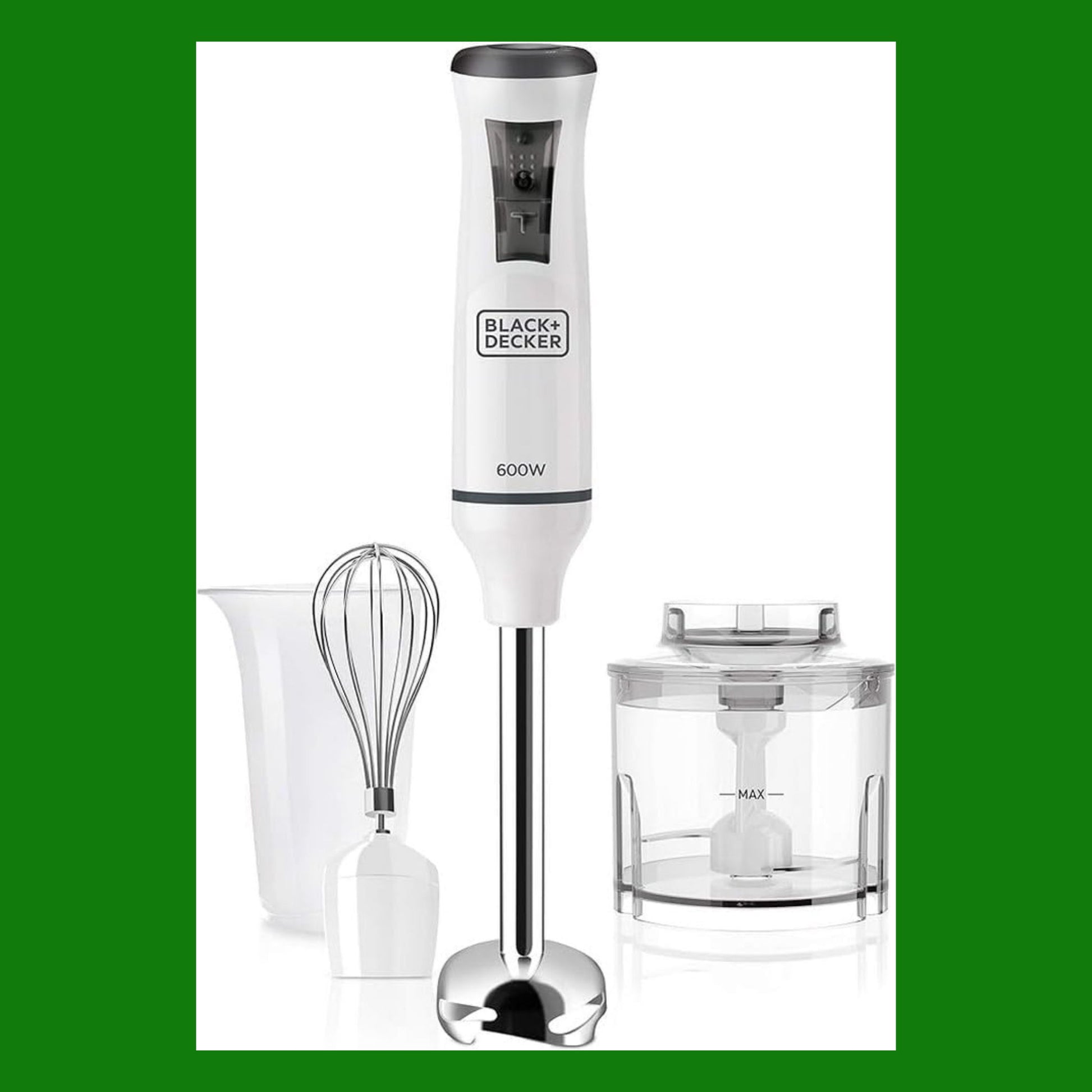 BLACK+DECKER BXHBA600E Frullatore a Immersione, 600 W, Acciaio Inox, Bianco