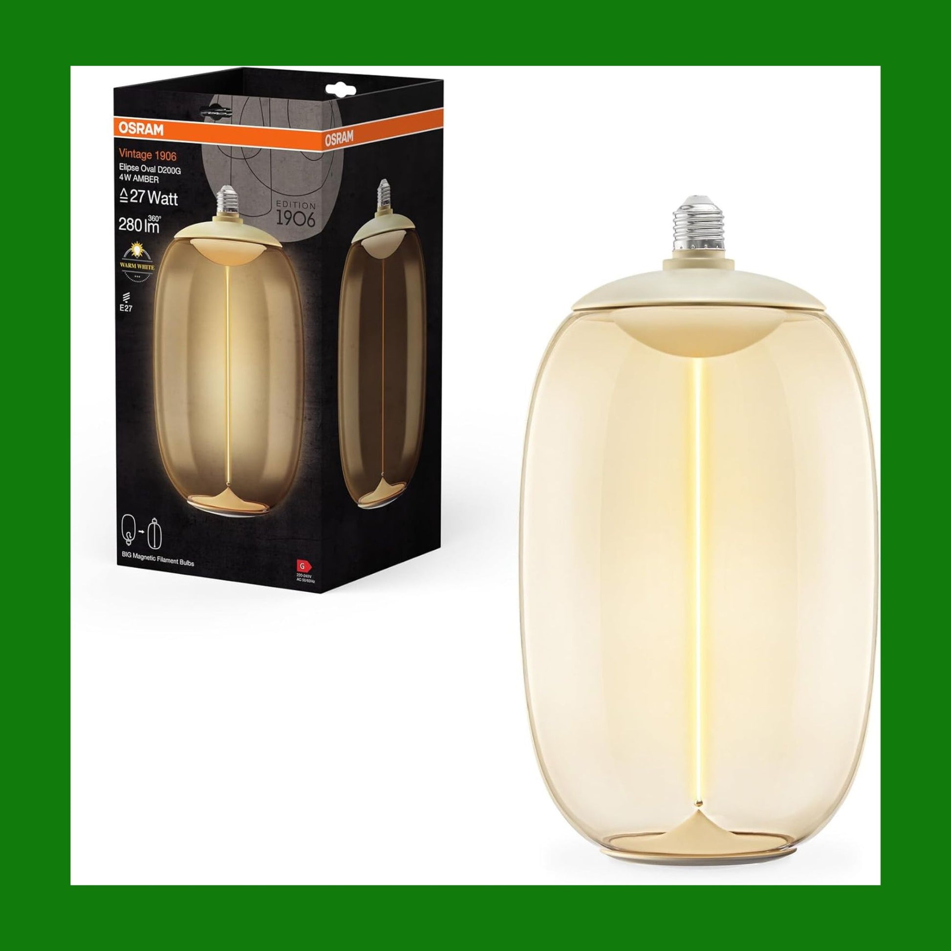 OSRAM Lamps Vintage 1906 Big Elipse, Lampada Decorativa a LED con Vetro Color Fumo