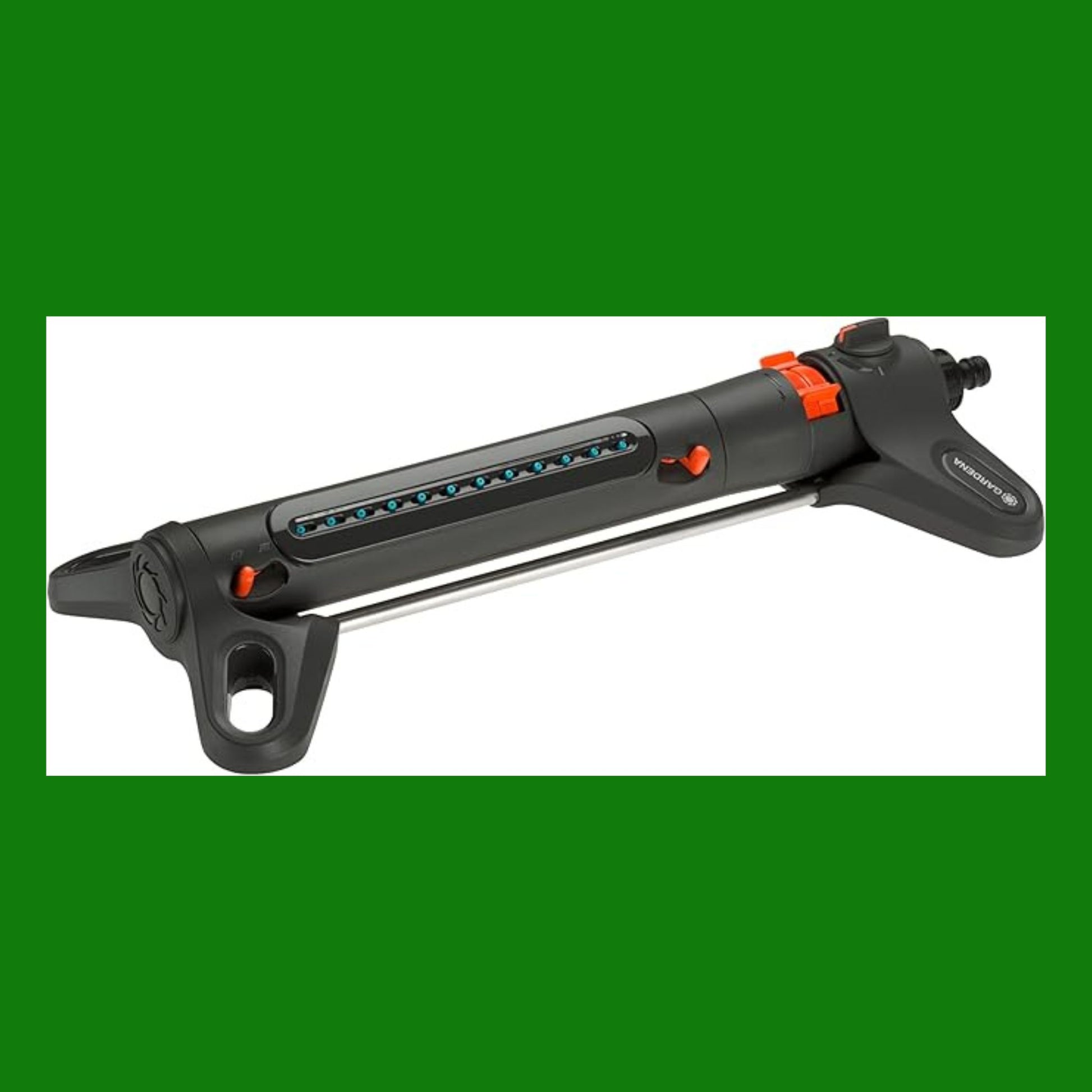 Gardena Irrigatore Oscillante da Giardino Aquazoom S: per l’Irrigazione di Superfici da 9-150 mq, Gittata 3-15 m, Larghezza del Getto 3-10 m, Filtro Rimovibile