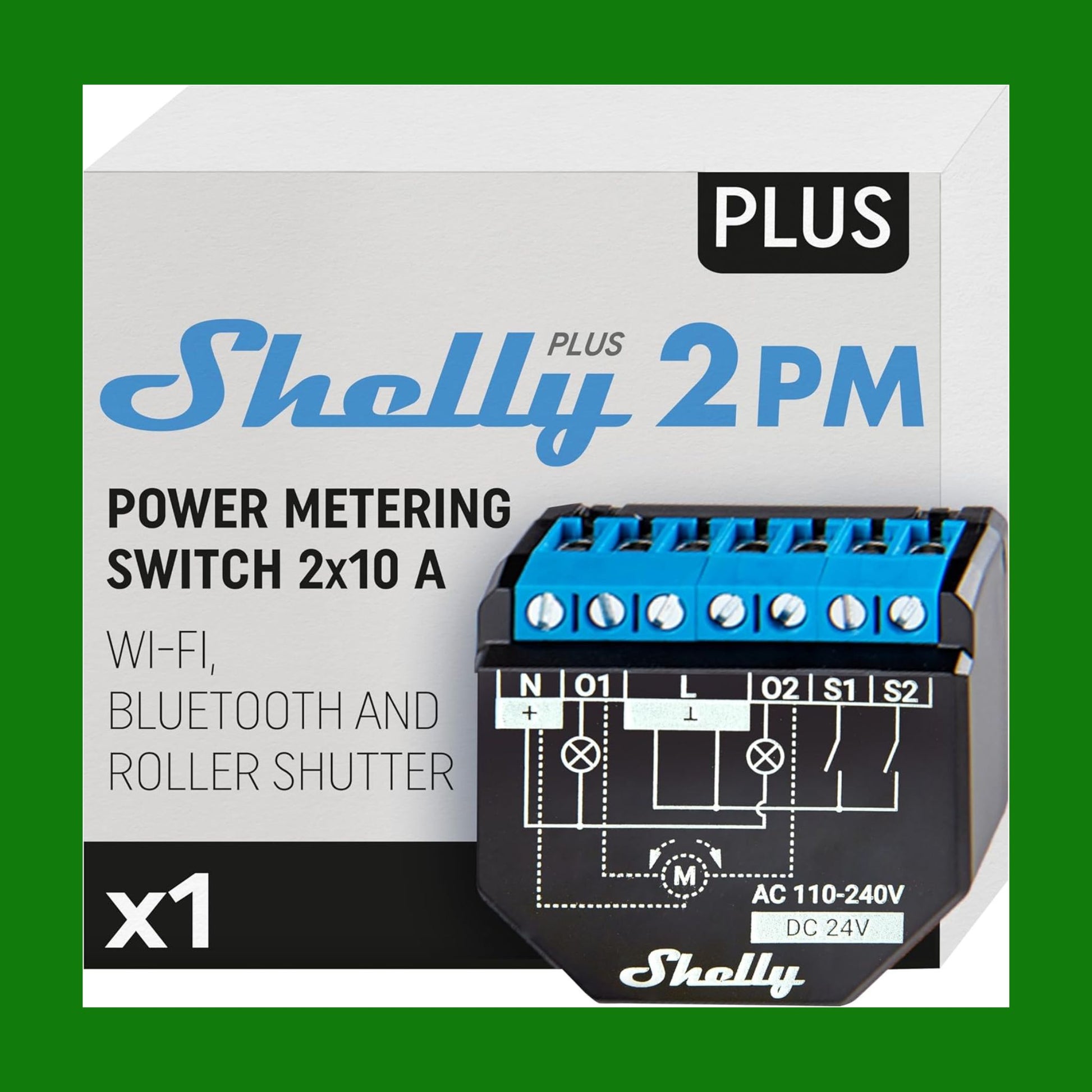 Shelly Plus 2PM interruttore Relè Wi-Fi a 2 canali, consente controllo di luci e interruttor
