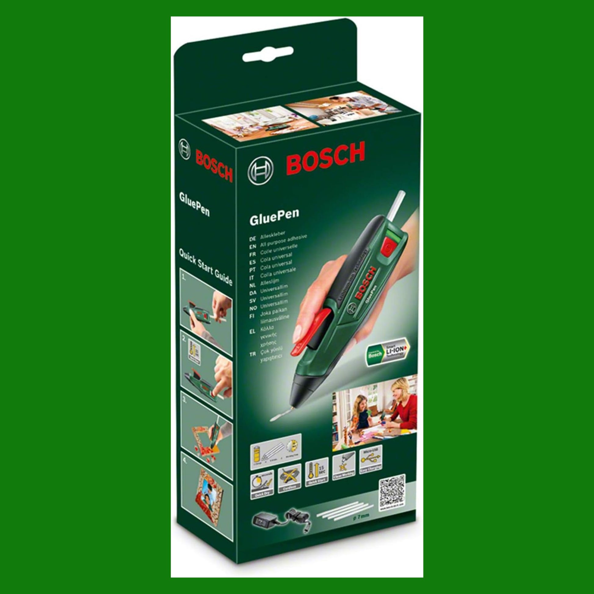 Bosch Home and Garden 06032A2000 Pistola Incollatrice con Batteria al Litio, 3.6 V, Set: + 4 stick di colla Ultra