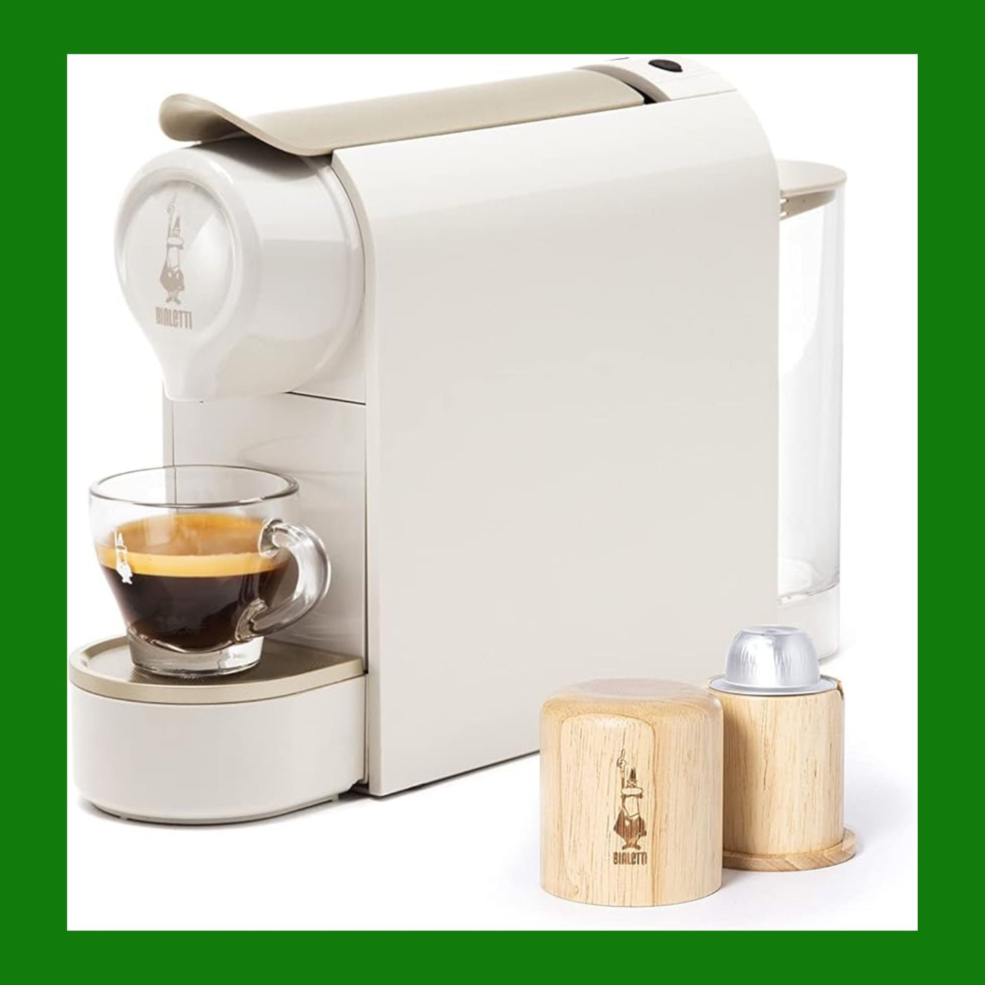 Bialetti Gioia, Macchina Caffè Espresso Funziona esclusivamente con Capsule Bialetti, 50% Plastica Riciclata, Tortora