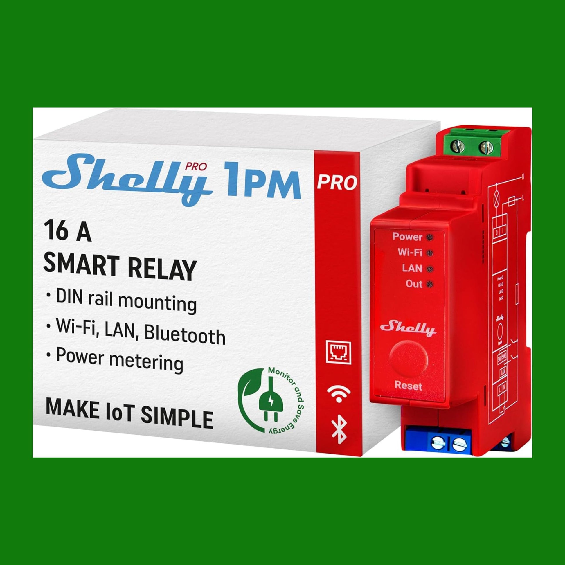 Shelly Pro 1PM, Wi-Fi & LAN Interruttore Intelligente Relé Monofas