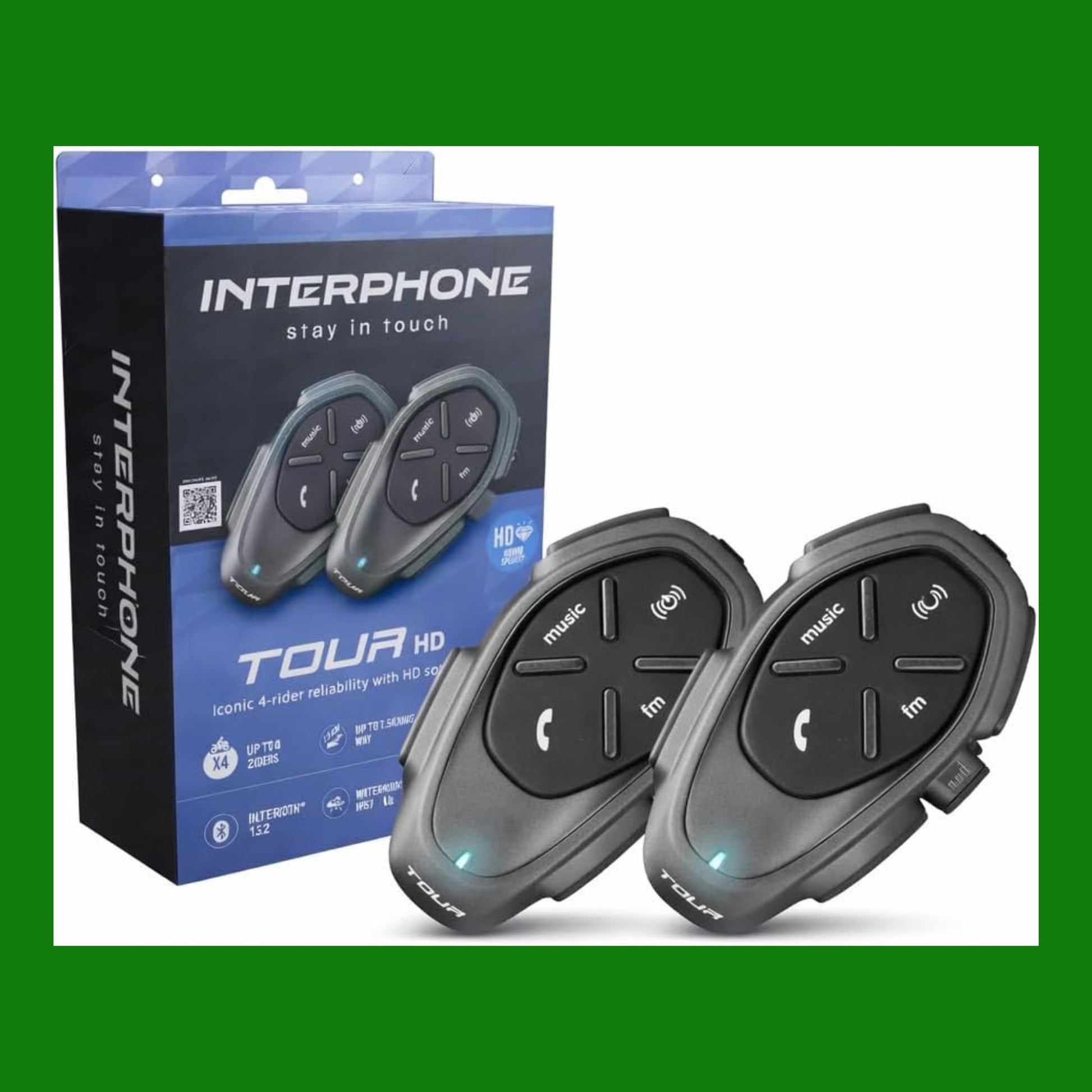 INTERPHONE TOUR HD - Doppio - Interfono Casco Moto Auricolari Stereo Alta Fedeltà