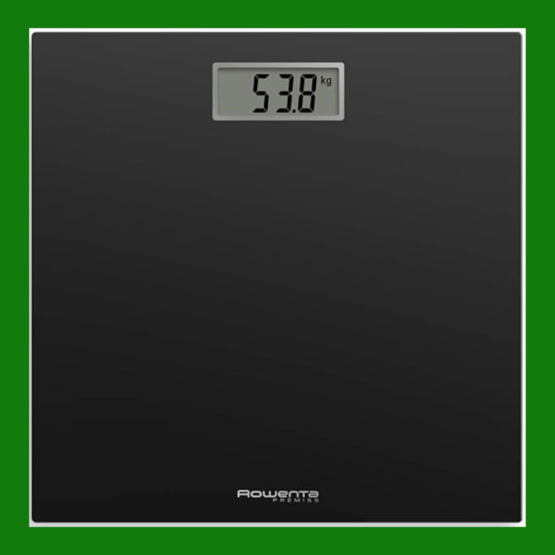 Rowenta BS1400 Premiss Bilancia Pesapersone Digitale in Vetro Temperato, 30x30 cm, Max 150kg, Ultrasottile, Graduazione di Precisione Ogni 100g, Funzioni Intelligenti, Ampio Display