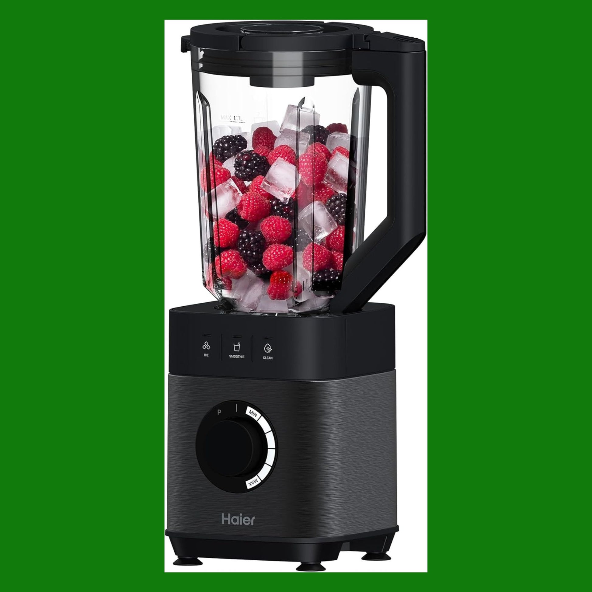 Haier Frullatore I-Master Serie 5, Funzione Ice Crush, Smoothie, 5 velocità variabili, pulizia automatica, caraffa in vetro da 1,7 L,