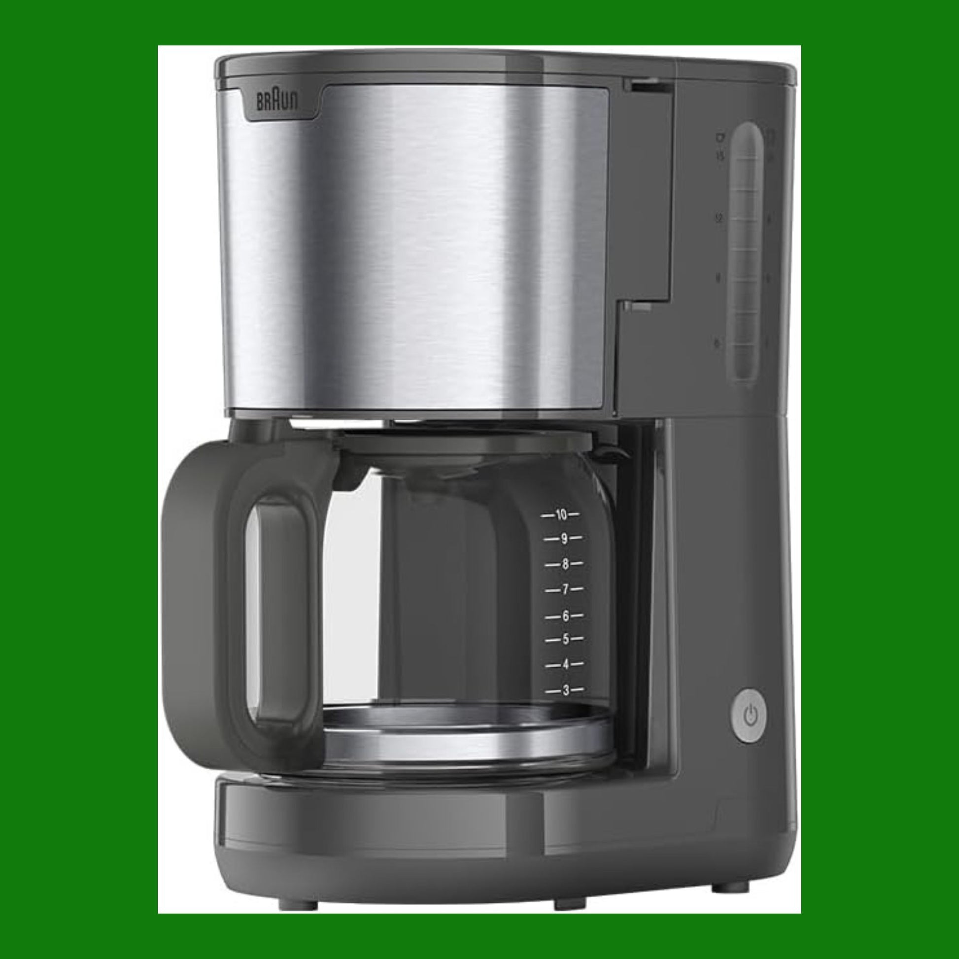 Braun PurShine KF1500GY, Macchina Caffè a Filtro con Caraffa in Vetro & Sistema OptiBrew, Funzione Anti Goccia, Spegnimento Automatico di Sicurezza