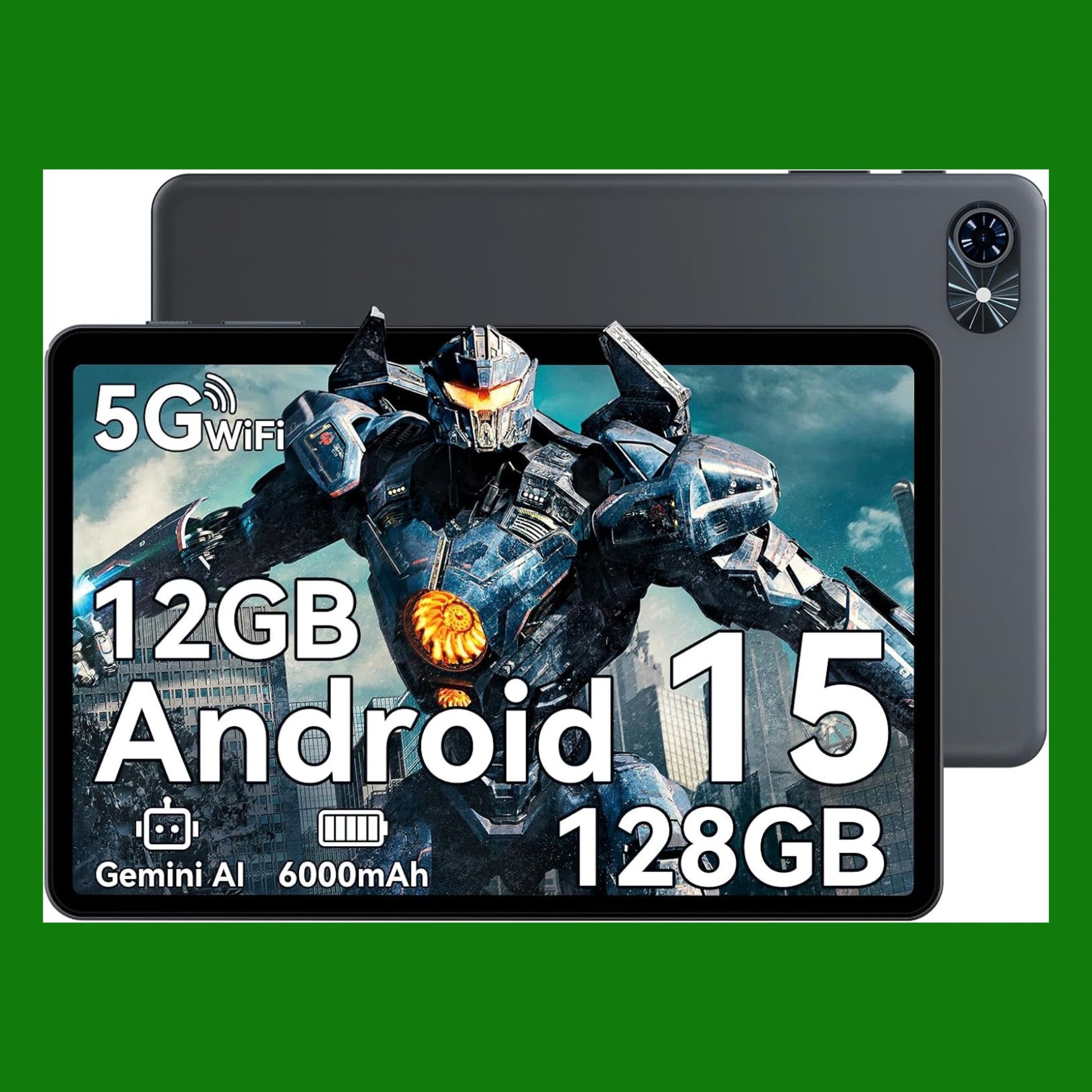 2026 Tablet 10 Pollici Android 15, 12GB RAM + 128GB ROM(TF/2TB), Octa-Core 2.0 GHz, 5G WiFi, Bluetooth 5.0, Widevine L1, 6000mAh, 5MP, 1280 * 800 Pixels FHD, Gemini AI