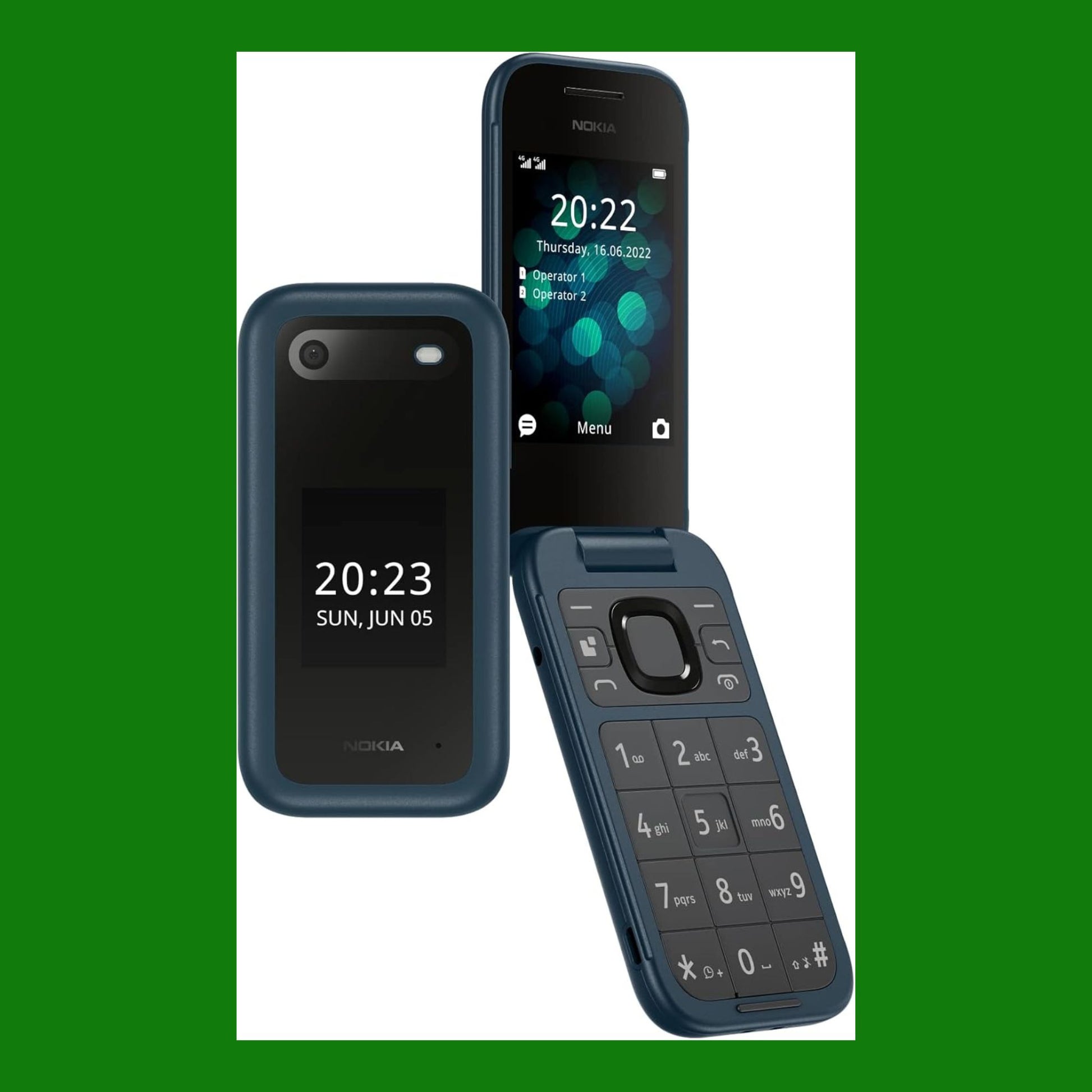 Nokia 2660 - Telefono Cellulare 4G Dual Sim, Display 2.8", Tasti Grandi, Tasto SOS, Fotocamera, Bluetooth, Radio FM Wireless e lettore mp3, Ampia batteria, Blue, Italia