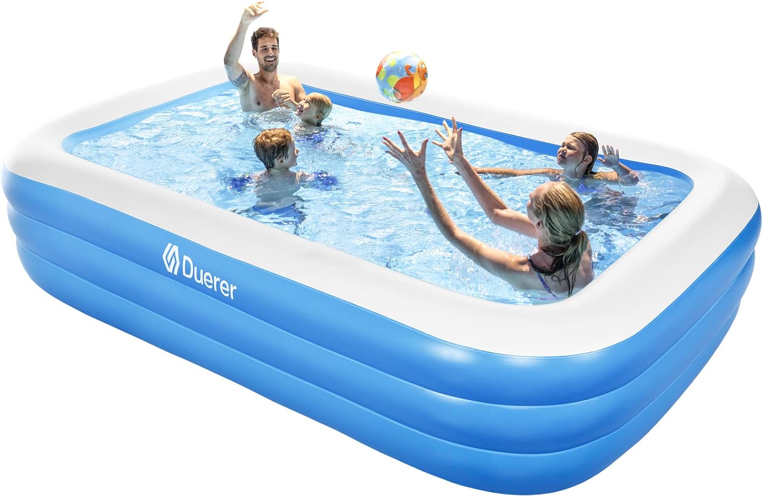Duerer Piscina Gonfiabile Bambini con Adulti Rettangolare 241cm x 142cm x 56cm, Piscine fuori terra, Piscina per Famiglie per Cortile