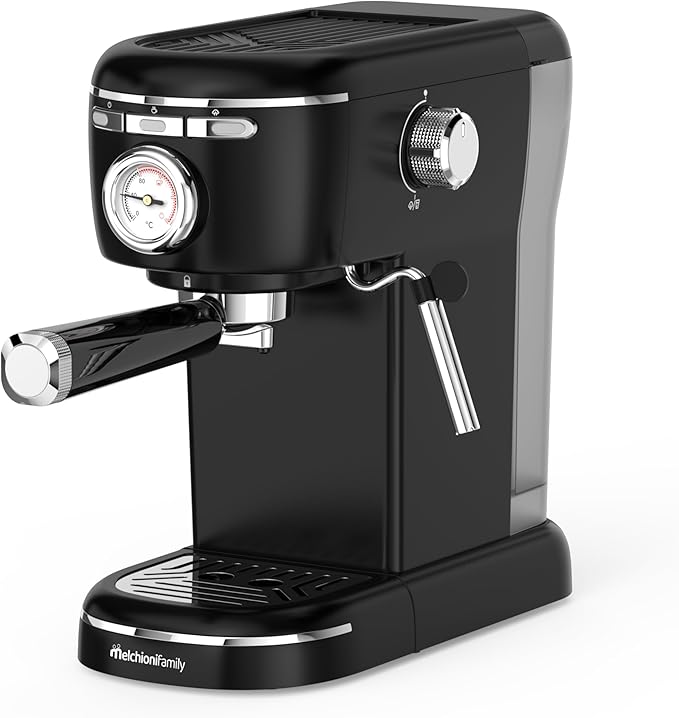 Melchioni Family | Aromatica Plus Macchina da Caffè Espresso 3 in 1 Compatibile con Cialde E.S.E.Capsule e Caffè in Polvere | 15 Bar, Serbatoio 1,2L, Montalatte Manuale per Cappuccino