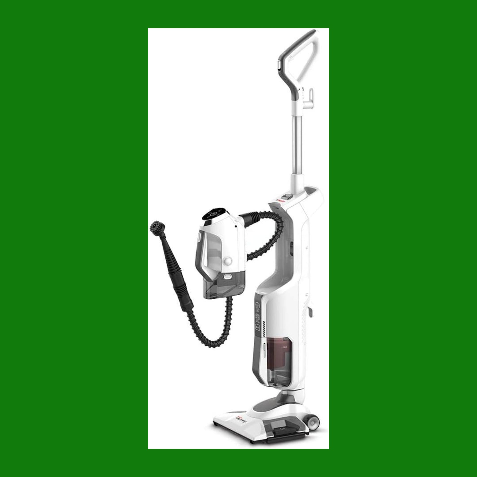 Polti Vaporetto 3 Clean, Aspirapolvere Lavapavimenti con Pulitore a Vapore Portatile, 3 in 1, 12 Accessori Inclusi, Riscaldamento in 30 Secondi, Potenza Max 1800 Watt, Bianco e Grigio
