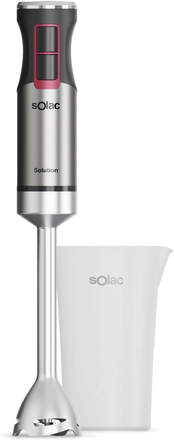 Solac Solution - Frullatore a immersione 1503 + 1500W | 21 velocità regolabili + Turbo | 4 lame acciaio inox