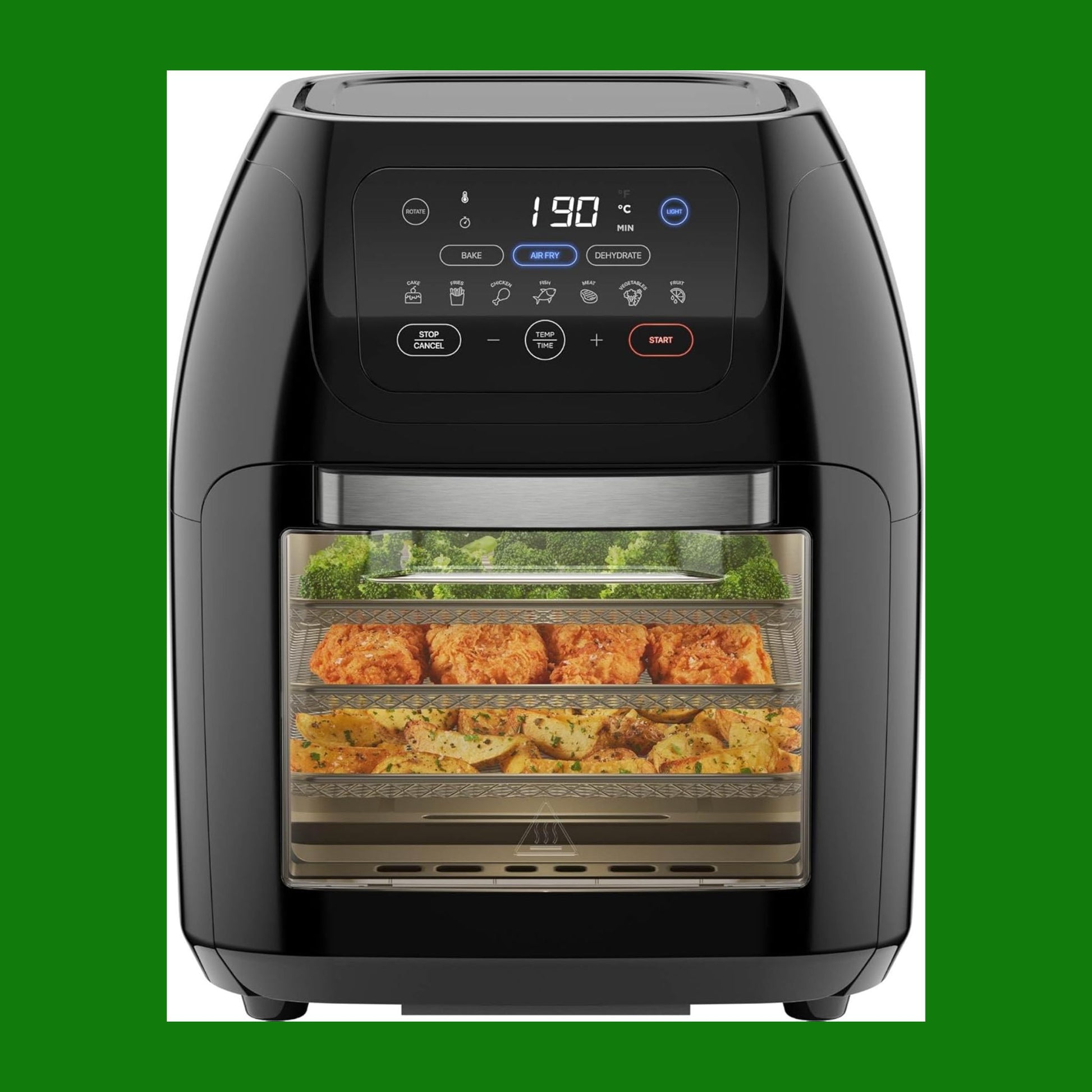 Chefman Friggitrice Digitale Multifunzionale, Girarrosto, Disidratatore, Forno a Convezione, 17