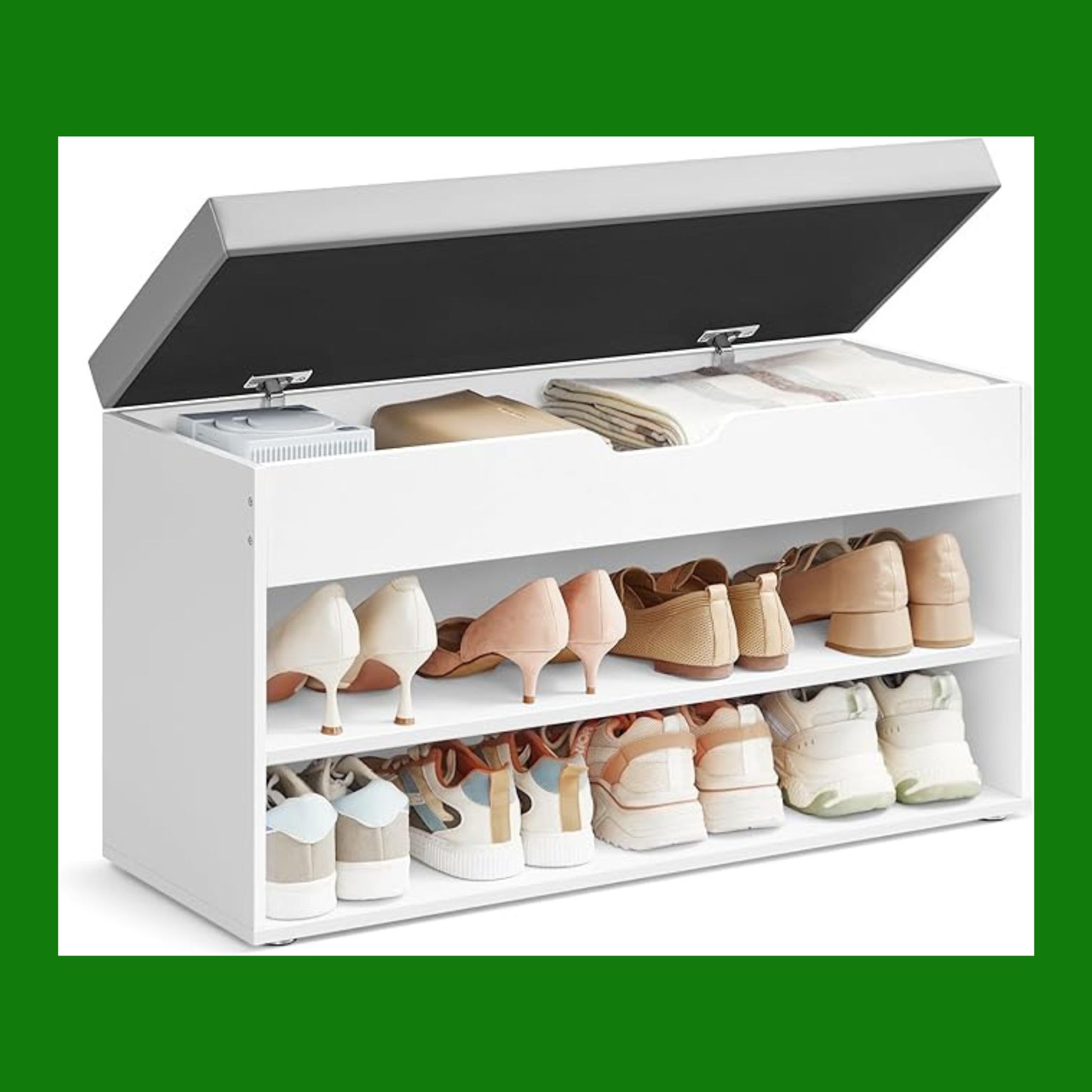VASAGLE Panca Scarpiera, Scarpiera Ingresso con Sedile Imbottito, 3 Scomparti, 30 x 80 x 44 cm