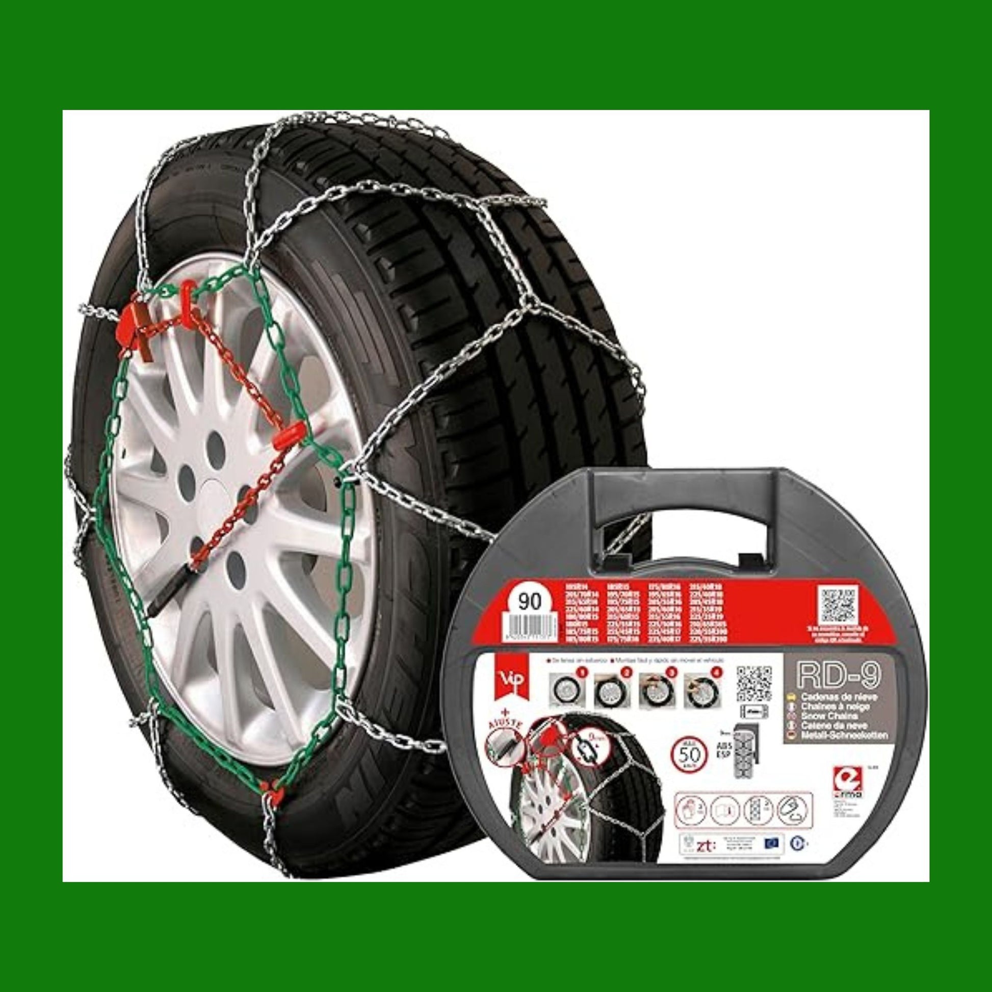 RD9 - Catene da Neve Metalliche RD9 mm, Taglia n. 90, Set 2 Pezzi