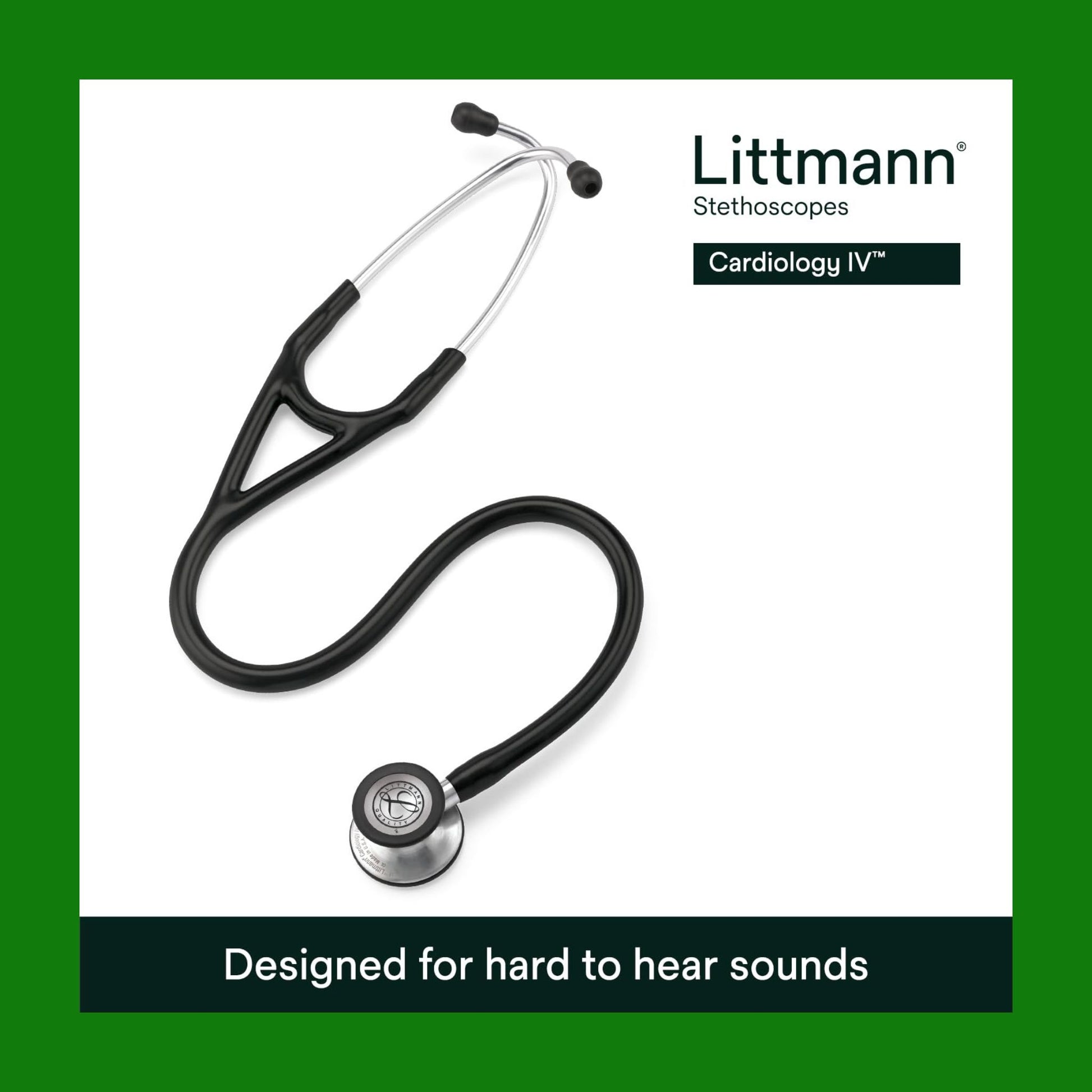 3M Littmann Stetoscopio diagnostico Cardiology IV, testina con finitura standard, tubo auricolare nero