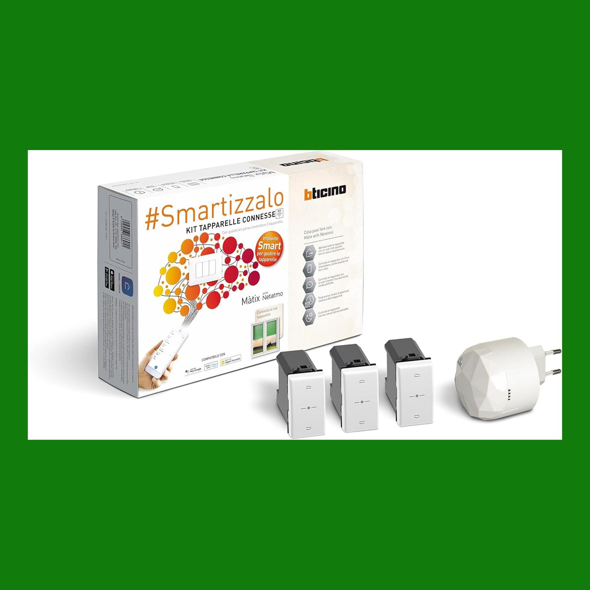 BTicino Kit Tapparelle Connesse Matix Smart SAM3602KIT,con 1 gateway plug-in S36GWDC e 3 comandi tapparella connessi