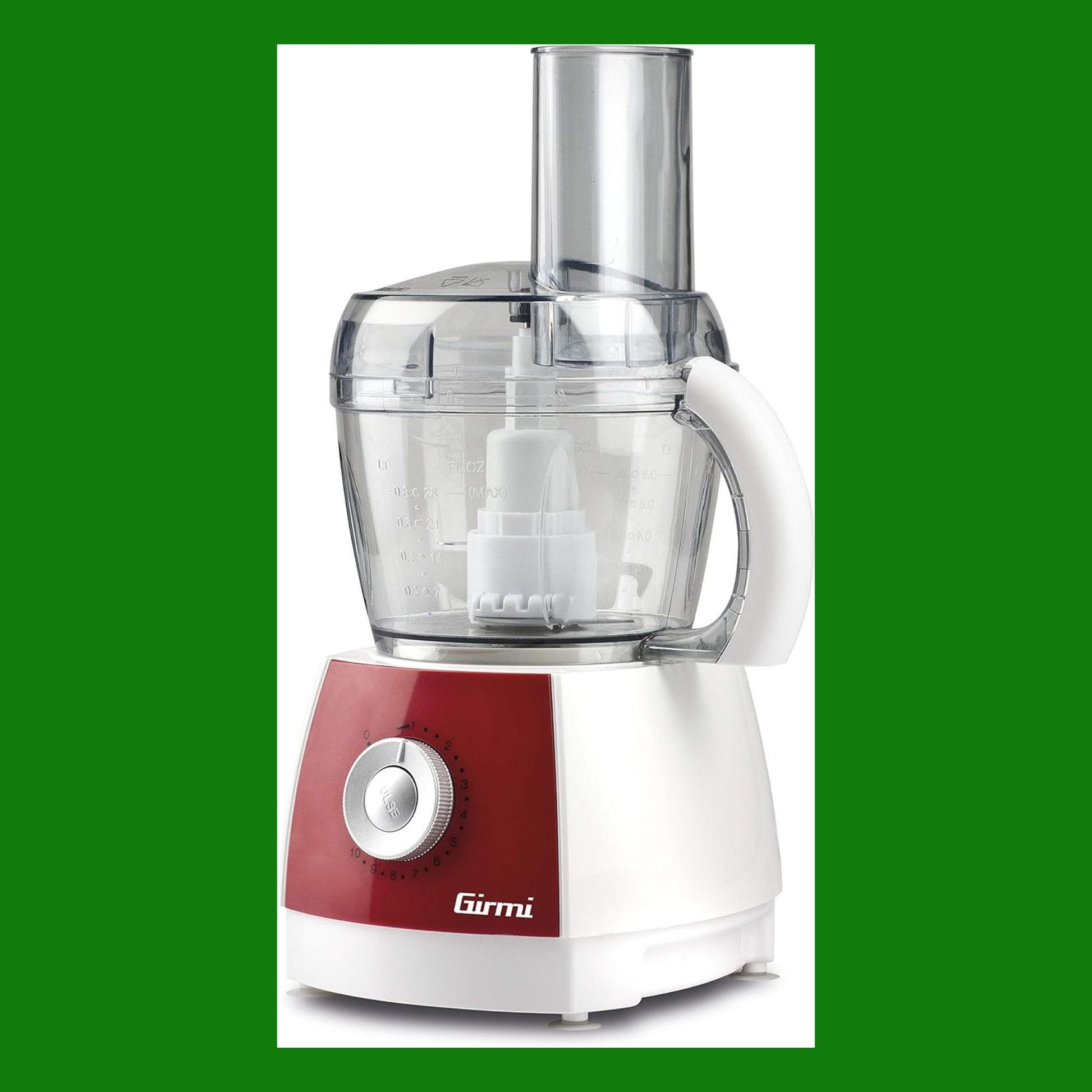 Girmi RB15 Robot Multifunzione, 300W, 10 velocità, Funzionamento Pulse, Capacità 0,8 Lt, Accessori multiuso, Doppio sistema di sicurezza, Rosso/Bianco