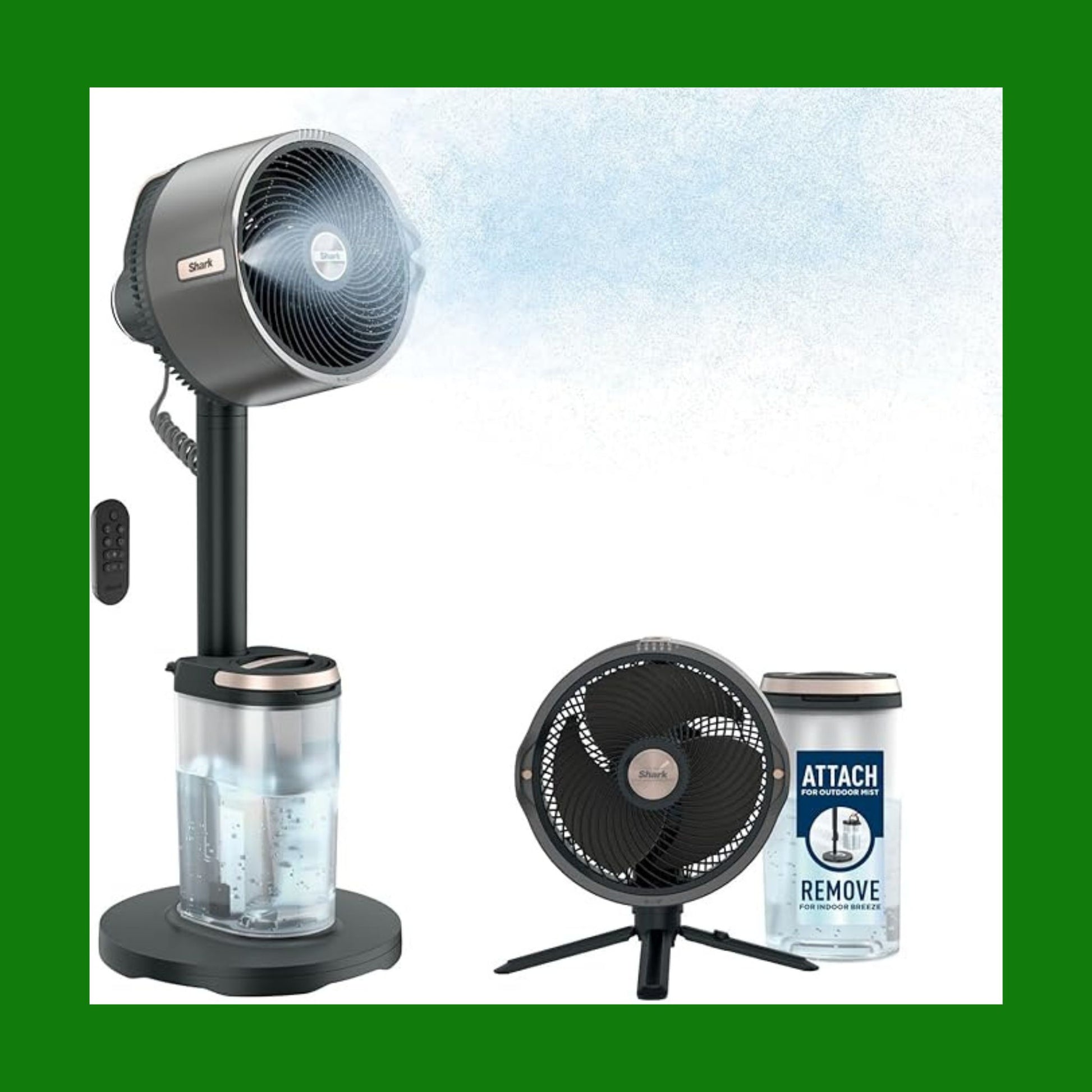 Shark FlexBreeze Pro Mist Ventilatore per Interni ed Esterni senza Filo con Nebulizzatore, Portatile, Raggio 20 m