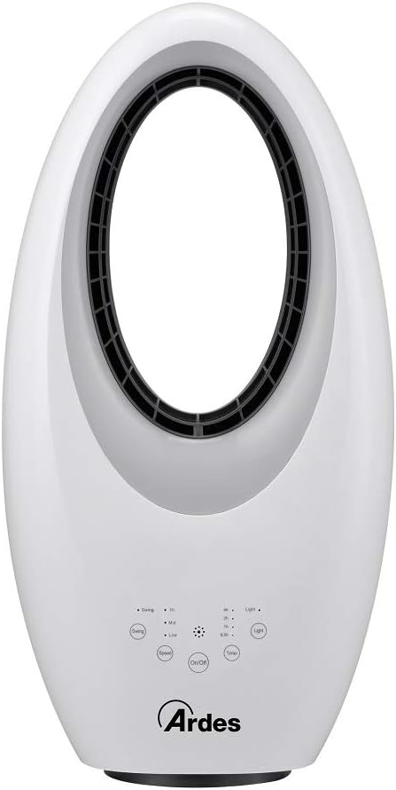 ARDES | AR5BL1 Ventilatore Senza Pale Potente e Silenzioso Ventilatore con Telecomando Luce Notturna Led Comandi Touch e Timer
