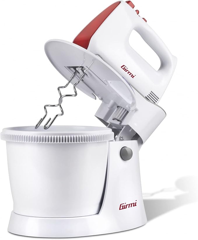 Girmi SB82 Sbattitore Elettrico Con Ciotola, 400 W, 5 velocità, Funzione Turbo, 3 Litri, Accessori INOX