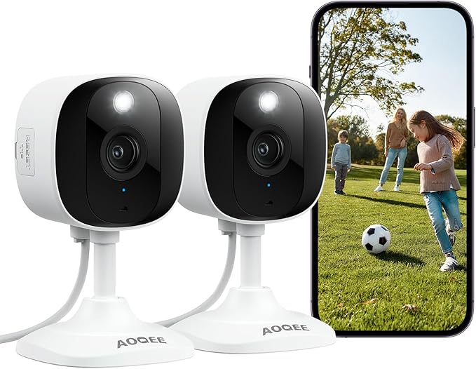AOQEE Telecamera WiFi Interno, 2K Videocamera Sorveglianza Interno WiFi Wi-Fi Esterno, Impermeabile IP65