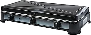 Melchioni Family Minerva 3 - Fornello a Gas 3 Fuochi, Acciaio smaltato, Potenza 2.9Kw, Nero