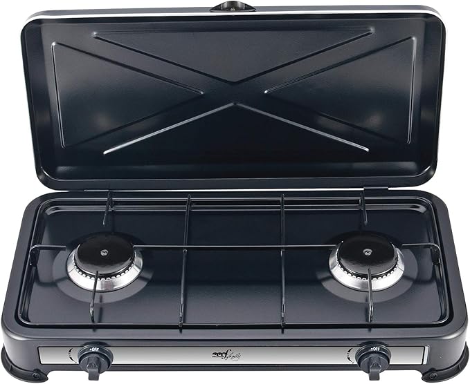 Melchioni Family | Fornello a Gas da Campeggio MINERVA 2 con 2 Fuochi, Fornelletto GPL Portatile