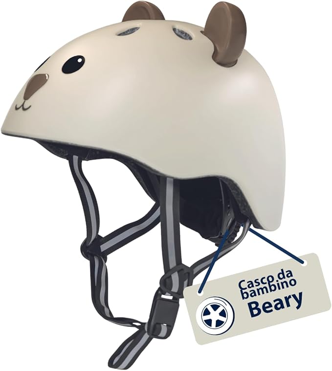 HUDORA Casco per bambini Beary - Casco comodo XXS/XS - Casco sicuro per bicicletta con fantasia orsetti -