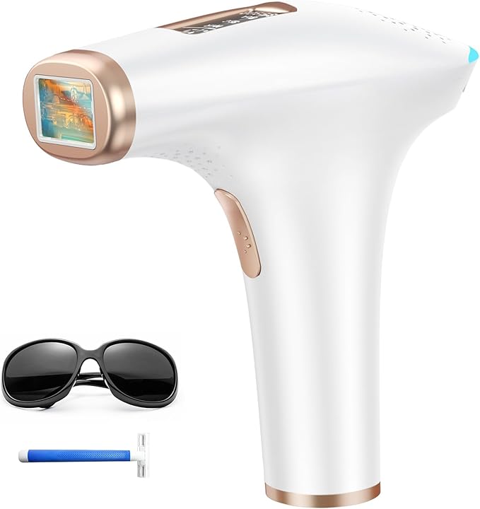 Haarlosy Epilatore Luce Pulsata Indolore IPL, 999.900 Flash per Uso Epilatore Laser 3 IN 1 con Finestra 5cm²