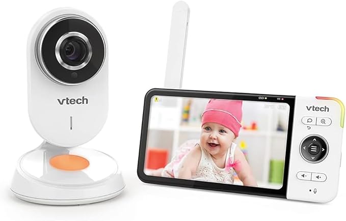 VTech - BM818 - Baby Video Wide View HD - Schermo 5'' Ultra piatto HD Luce notturna e ninne nanne 720p