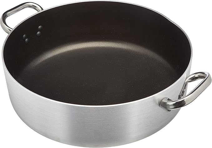 Pentole Agnelli ALSA106S36 Casseruola Bassa con Maniglie, Alluminio, Argento, 36 cm