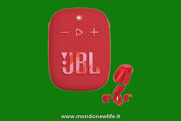 JBL Wind 3S Red Cassa Bluetooth Portatile IP67 per Bici con Supporto
