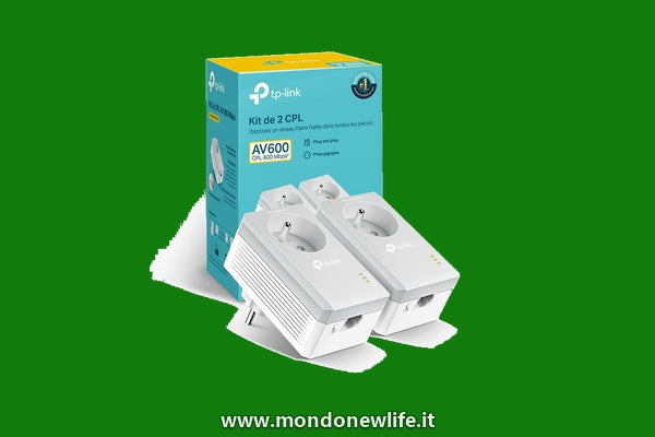 [Vecchio Modello] TP-Link CPL 600 Mbps con 1 porta Ethernet e presa integrata, kit di 2 - Soluzione ideale per godersi il servizio di casa multi-TV (KIT TL-PA4015P)