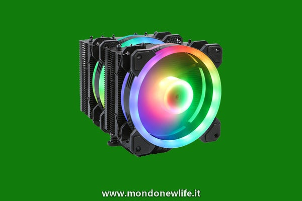 GELID SOLUTIONS Glacier Black RGB - Twin Tower con 6 Power Heatpipes - 2 Ventole ARGB PWM 120 mm - TPD 220 W e Plus - Barra di protezione AM4 - Nero