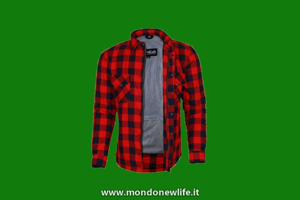 Bikers Gear Australia, Camicia protettiva in flanella di Kevlar (aramide) multicolore rosso/nero. xl
