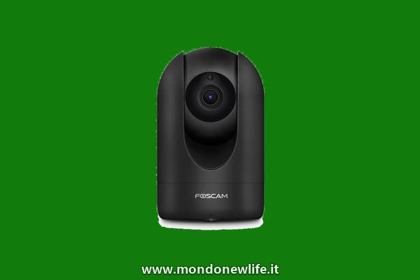 FOSCAM - R4MN - Telecamera IP da interno motorizzata 4MP Nero - Telecamera Wi-FI con controllo e pilotaggio a distanza 24/7 - Rilevamento movimento e allarme Push