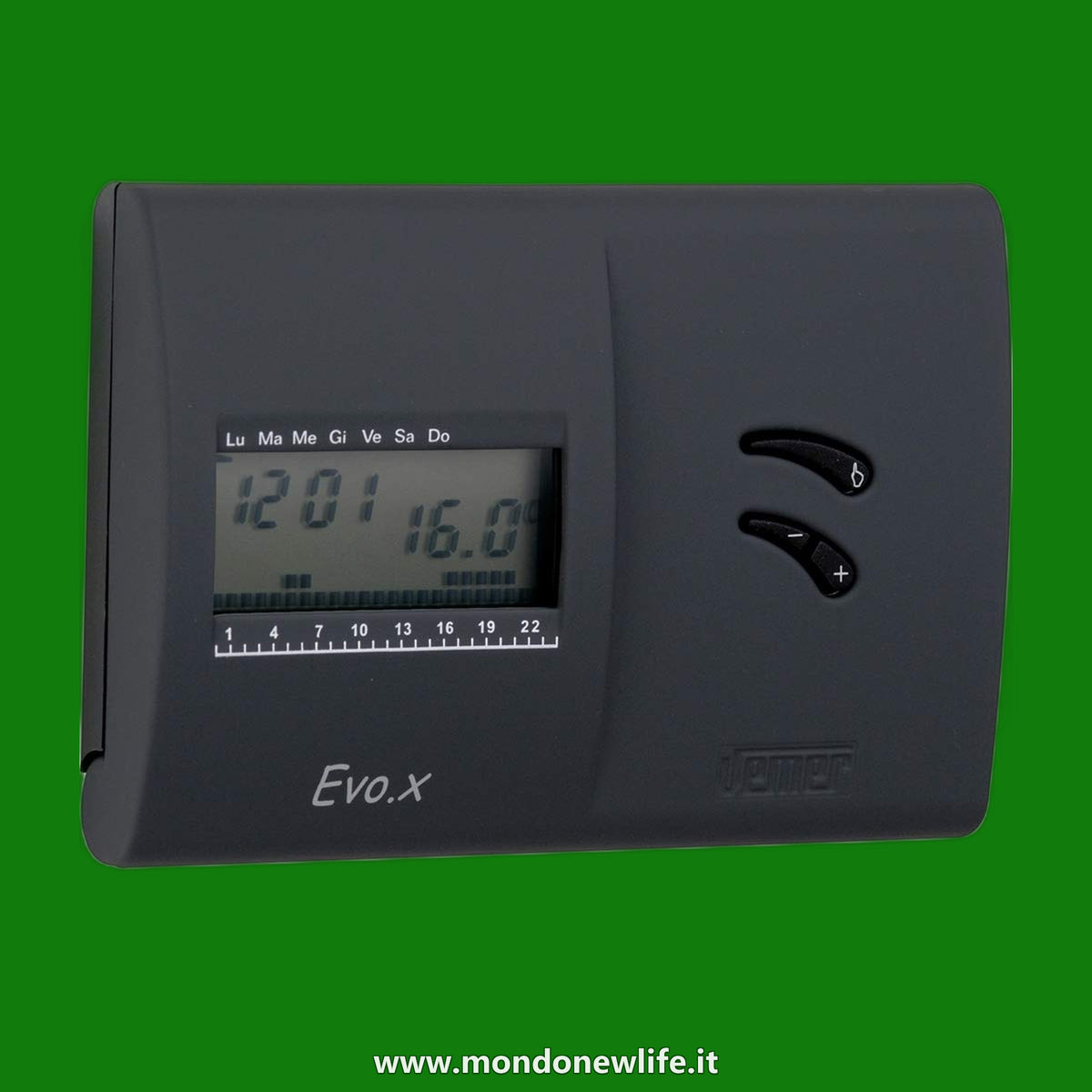 VEMER VN136800 EVO.X - Cronotermostato Digitale da Parete, Termostato Caldaia a Batteria, Programmazione Settimanale, Nero Opaco