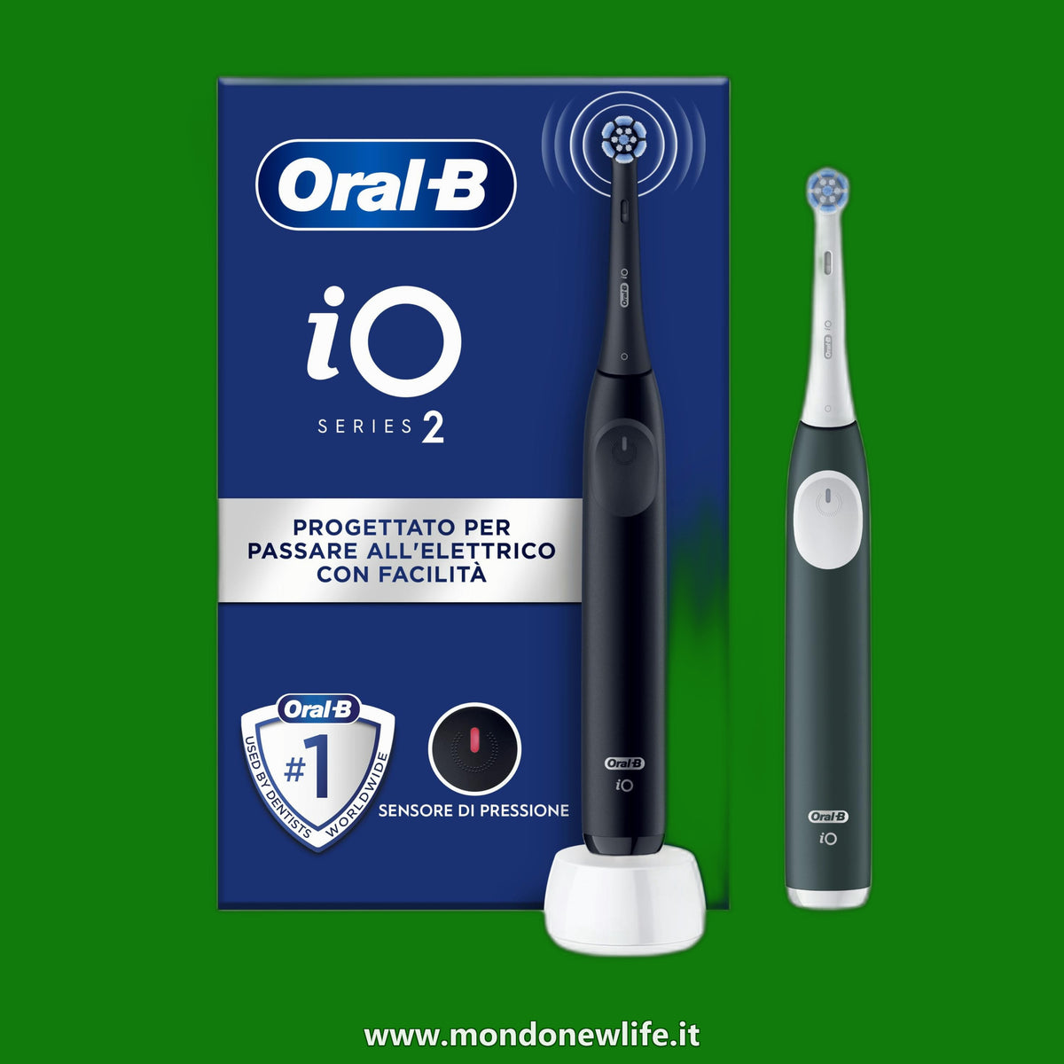 Oral-B iO 2, 2 Spazzolini Elettrici, 2 Testina di Ricambio, Nero e Verde