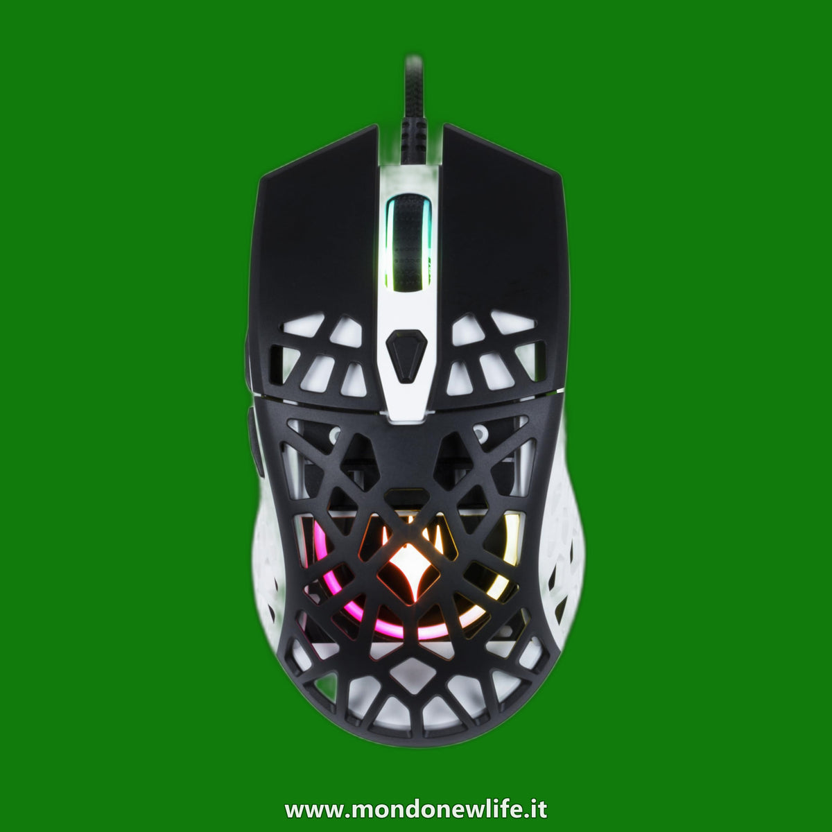 Konix Magic The Gathering Mouse gaming con cavo Ultra Light 70 g per PC - 7 livelli di DPI - Retroilluminazione LED - Bianco e nero