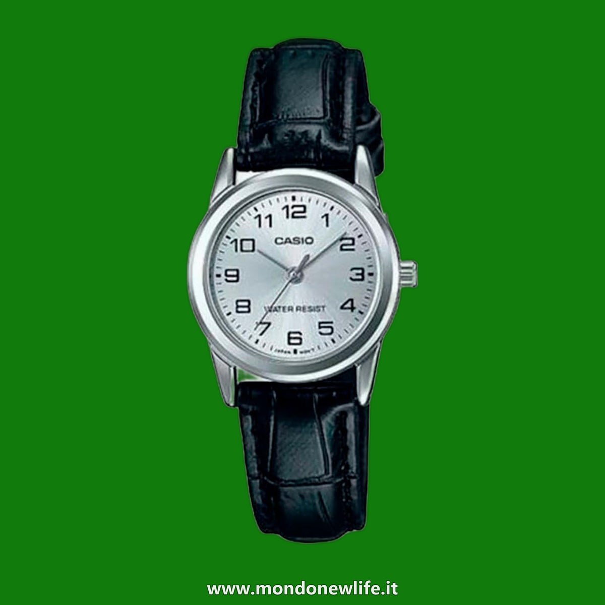 Casio Orologio da polso da donna al quarzo classico cinturino in pelle nero cassa in ottone display analogico bianco - LTP-V001L-7B