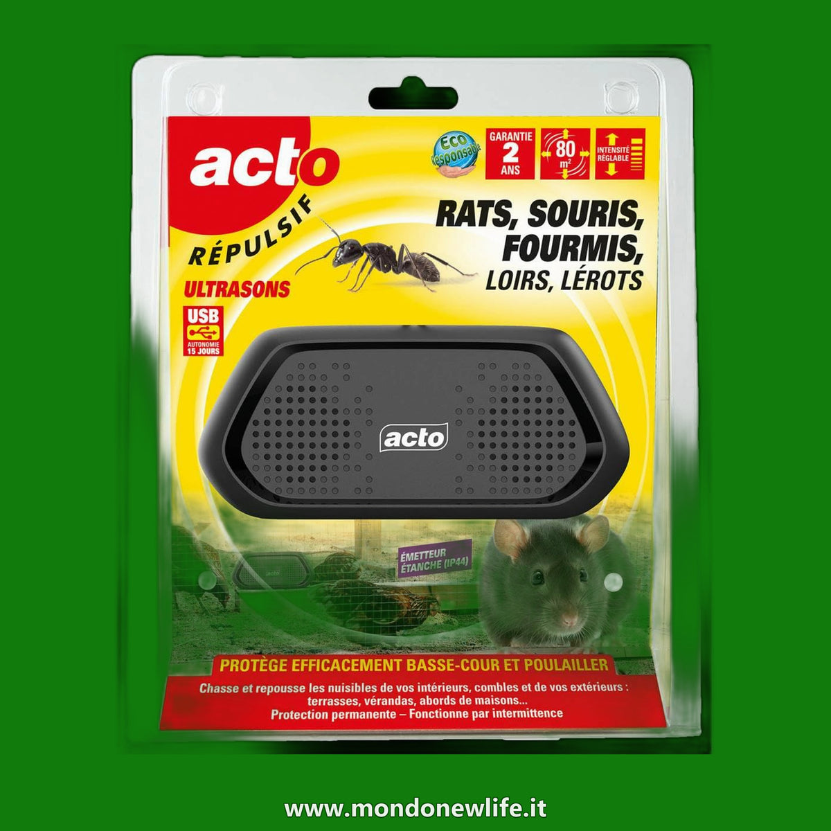 Acto - Repellente ad ultrasuoni: soluzione definitiva contro ratti, topi, formiche e altro.