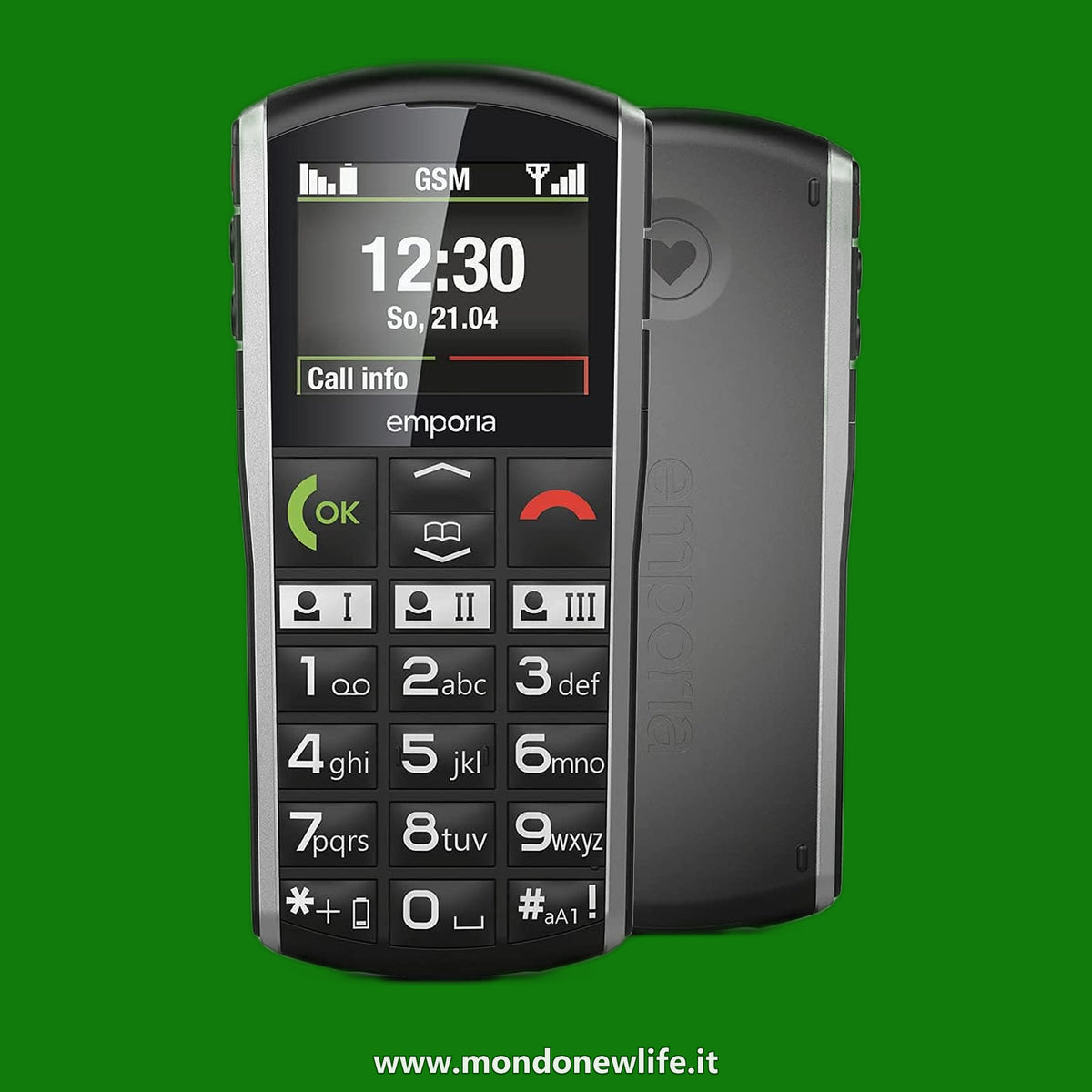 Emporia SIMPLICITY - Telefono Cellulare per Anziani, Volume alto, Display 2" a colori, Tasti Grandi, Tasto SOS, Basetta di ricarica, M4/T4 compatibile con gli apparecchi acustici, Black (Italia)