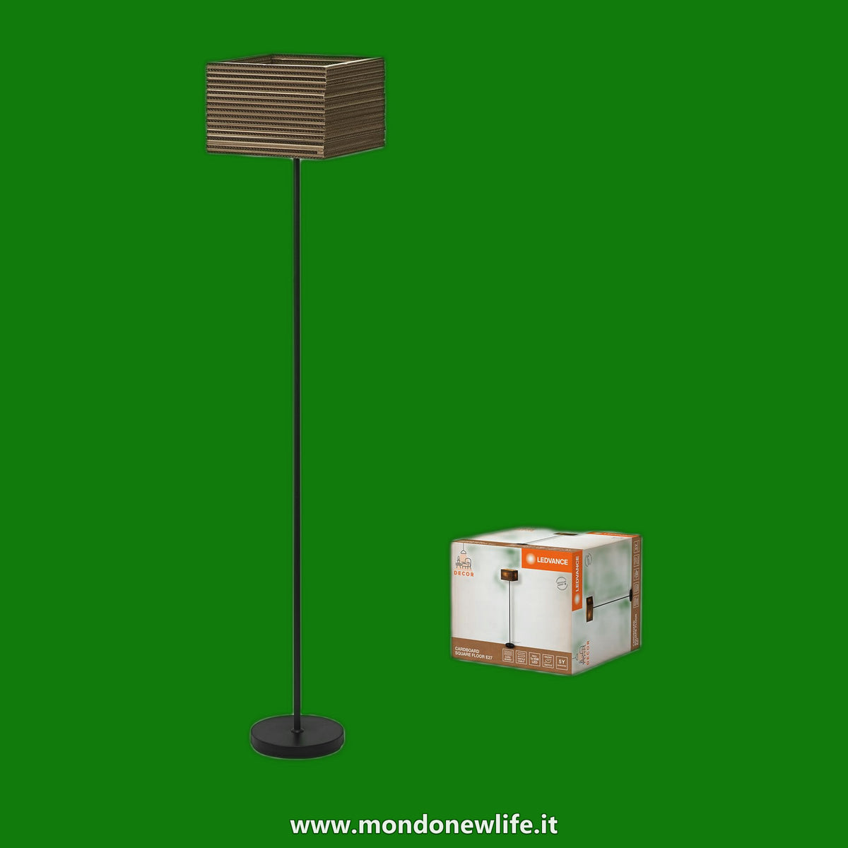 LEDVANCE Decor Cardboard Square marrone in cartone ondulato, leggera, E27,