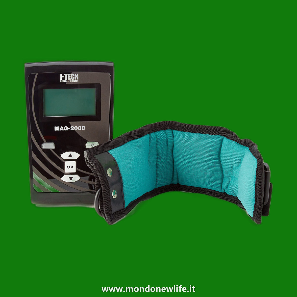 I TECH MAG 2000 Dispositivo per Magnetoterapia, 2 Canali, 35 Programmi, Fascia Elastica a 3 Solenoidi, Borsa per il Trasporto, Alimentatore e Manuale