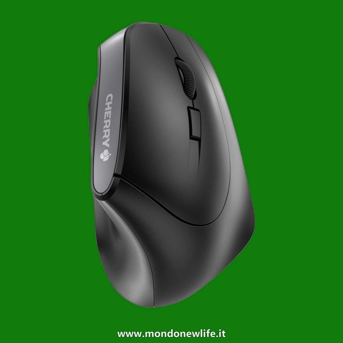 CHERRY MW 4500, Mouse Verticale Ergonomico per Destrimani, Senza Fili (2,4 GHz), Risoluzione Regolabile su 3 Livelli Fino a 1200 dpi, a Batteria, Nero