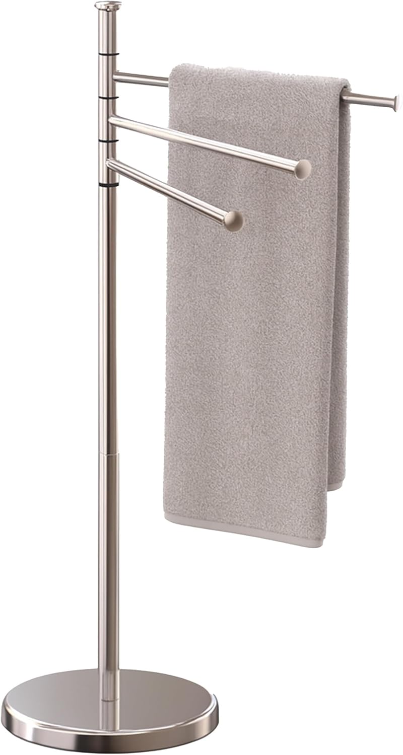Relaxdays Piantana Portasciugamani da Terra, 3 Bracci Rotanti Porta Asciugamani da Bagno